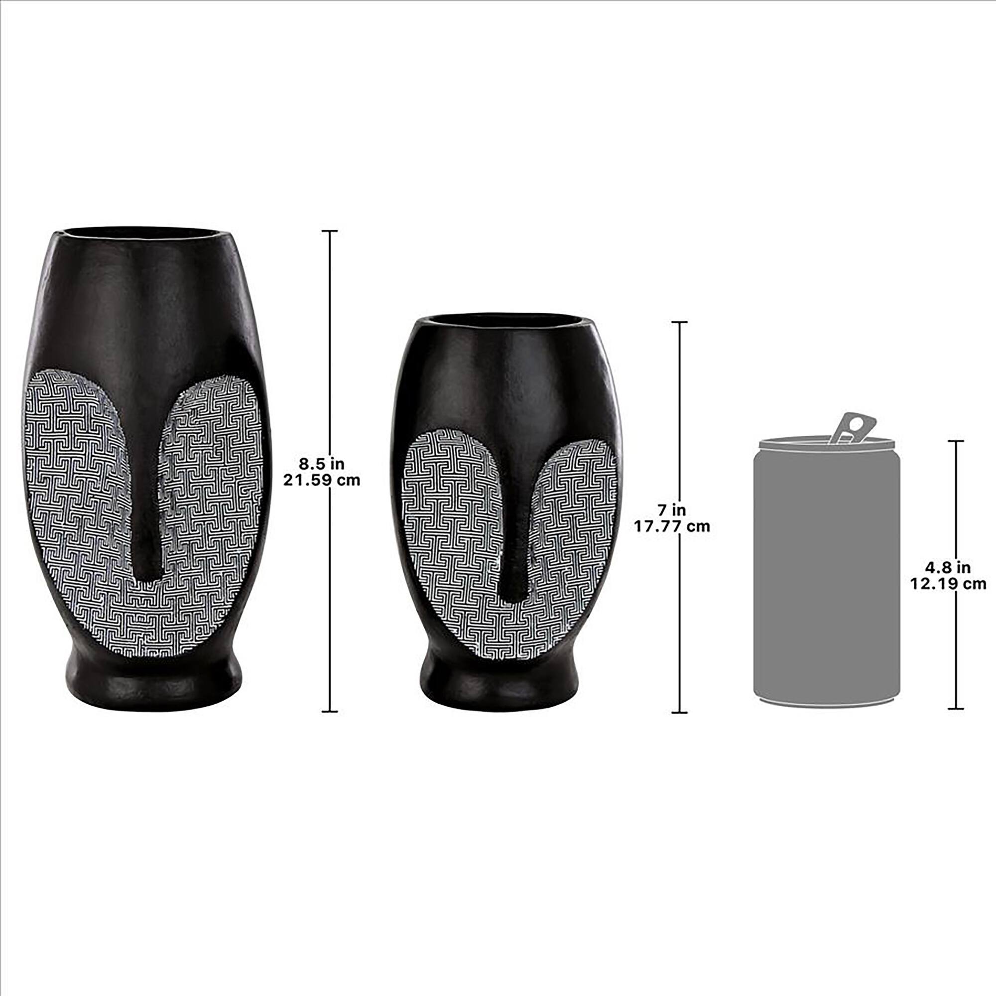 Design Toscano Contemporary Cubist African Mask Sculptural Vase Set